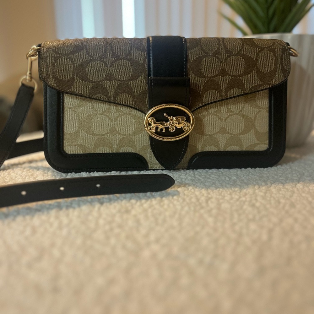 Coach Tan and Black Crossbody Bag